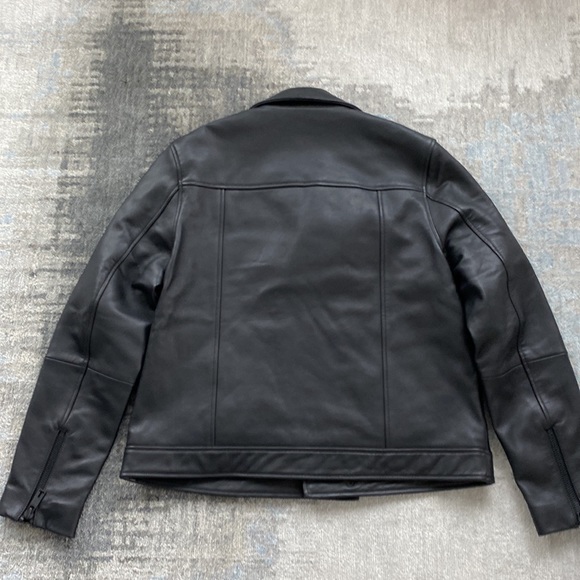 Brand NWT - Ted Baker Carve - Black Leather Biker Jacket - Size 4 (USA size L) - Picture 11 of 15